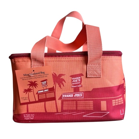 Trader Joe'S Handbags - Trader Joe’s Peach Coral Orange Mini Insulated Tote Bag Lunch Box New With Tags
